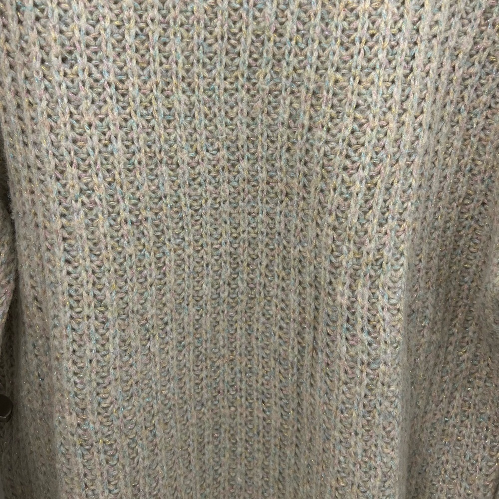 Milly Oversized, Cozy, Knit Sweater, Cream with Coloured Metallic Yarn, Sz M - Picture 2 of 7